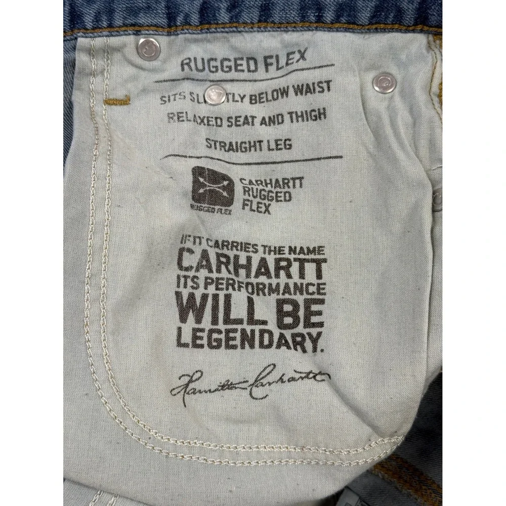 Carhartt Rugged Flex Relaxed Fit Straight Leg Jeans Mens 32x34 Light Wash Blue
